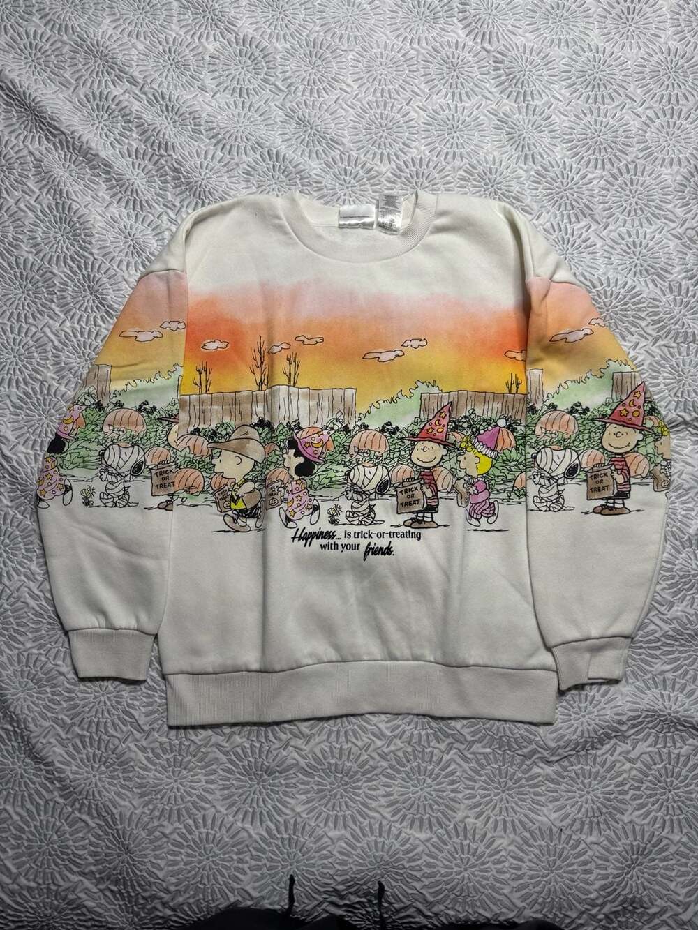 Peanuts Snoopy & Friends Halloween Sunset Scene Sweatshirt Women’s Medium